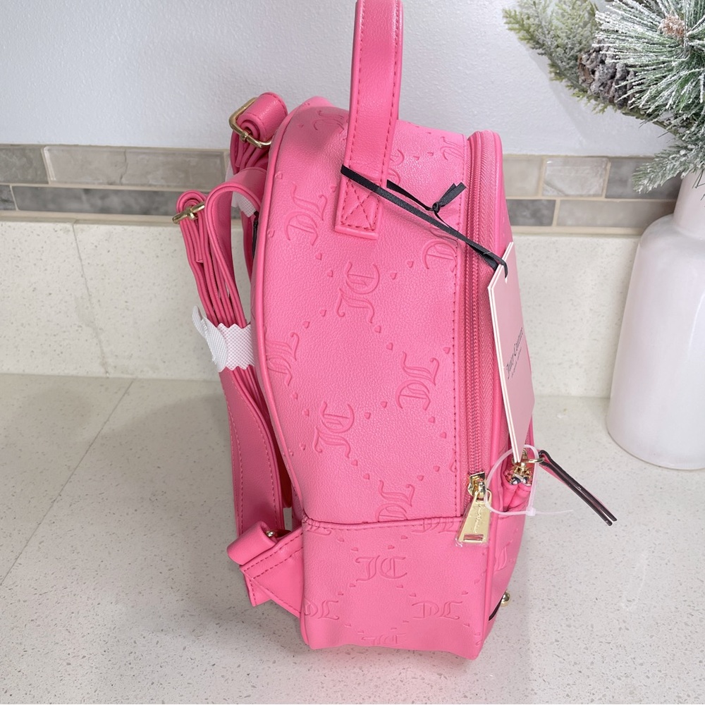 Juicy Couture Pink Embossed Monogram Mini‎ Backpack and Pouch Set Gold Hardware - Picture 3 of 4